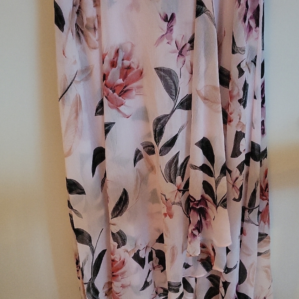 Calvin Klein Halter Floral High Low Dress in Pink and Purple